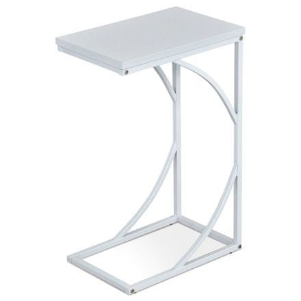 Autronic Přídavný stolek Přístavný stolek 27x41x63 cm, deska bílé lamino, kovové nohy, bílý mat (84056-14 WT)